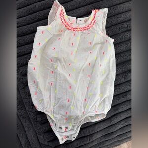 OshKosh B'gosh White Romper with Neon Details
